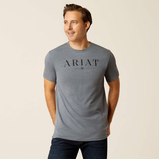 Ariat AW24 Mens B&W Logo T-Shirt - Athletic Heather - S