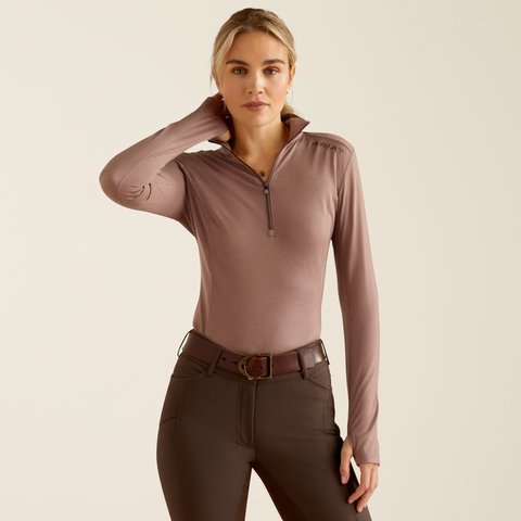 Ariat AW24 Womens Cheviot 1/4 Zip Long Sleeve Base Layer - Twilight Mauve - XS