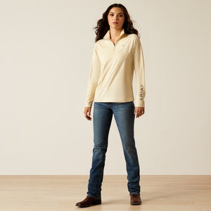 Ariat AW24 Womens Laguna 2.0 1/4 Zip Long Sleeve Top - Summer Sand - XS