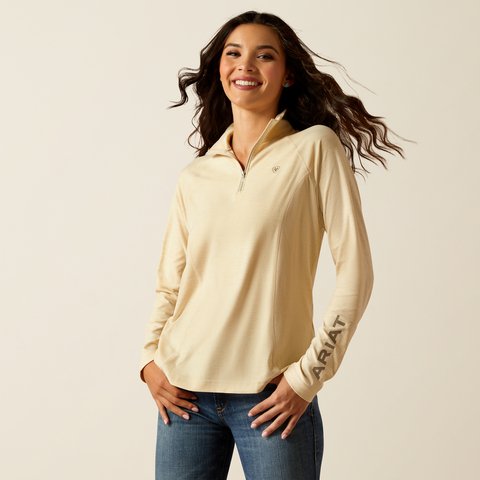 Ariat AW24 Womens Laguna 2.0 1/4 Zip Long Sleeve Top - Summer Sand - XS