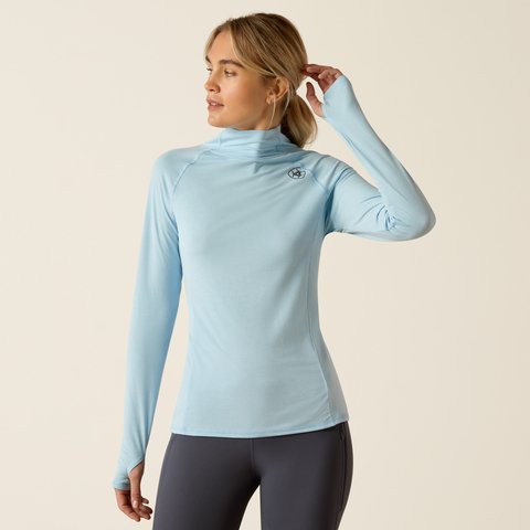 Ariat AW24 Womens Venture Long Sleeve Base Layer - Cerulean Heather - XS