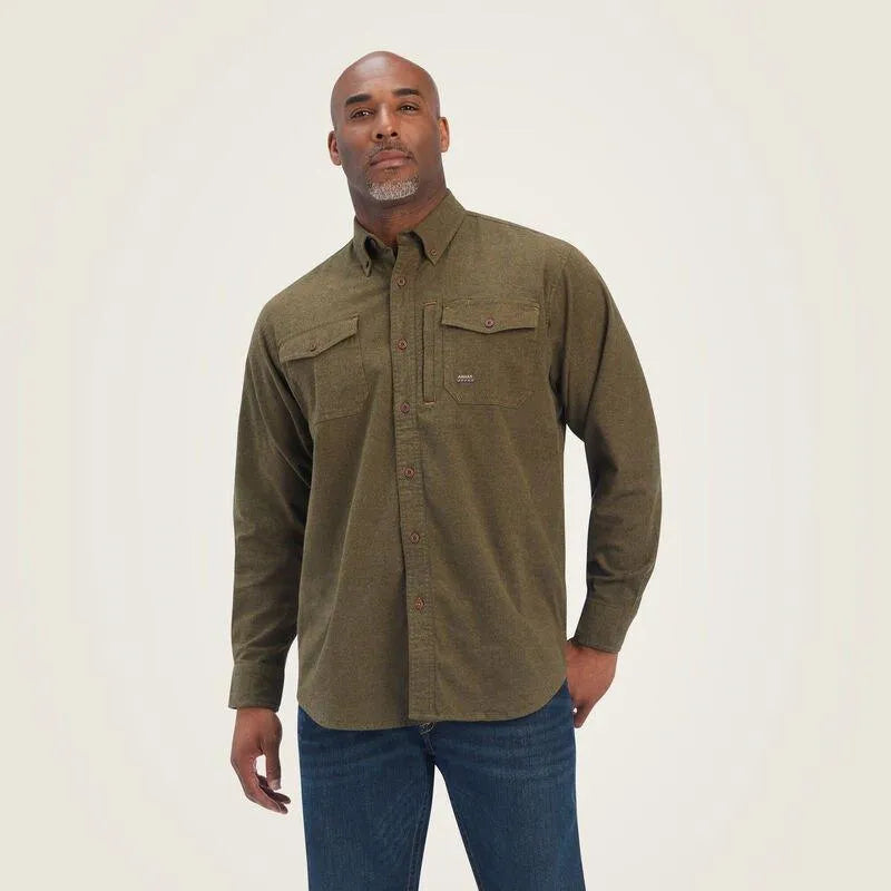 Ariat Mens Rebar Flanel Work Shirt - Hunter - XS