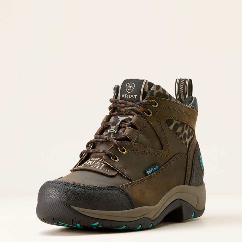 Ariat NEW Terrain H2O Lace Boot - Choc/ Lepard Print - 4