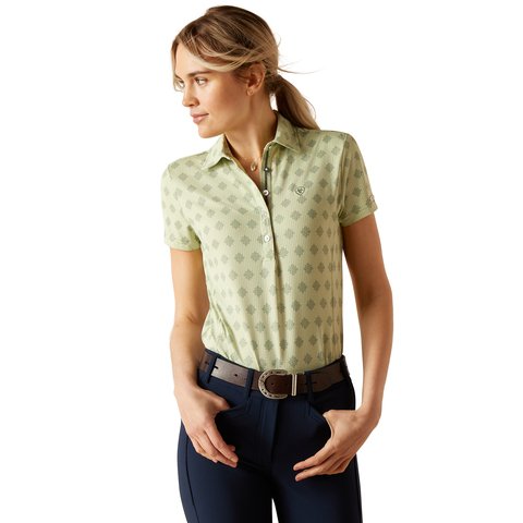 Ariat SS24 Womens Motif Short Sleeve Polo - Laurel Green Geo - XS