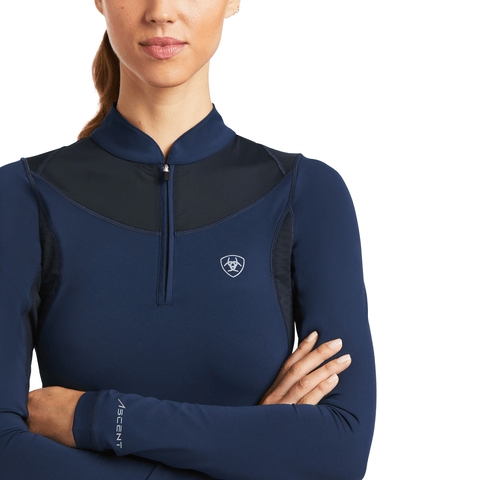 Ariat Womens Ascent 1/4 Zip Baselayer - Navy - XS