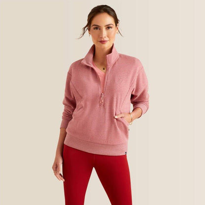 Ariat Womens Friday Cotton 1/2 Zip Sweatshirt - Heather Dusty Rose - XS