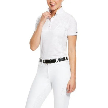 Ariat Womens Lanni 1-4 Zip Show Shirt - White - Extra Small