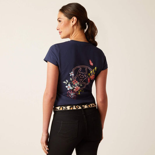 Ariat Womens Pretty Shield T-Shirt - Navy Eclipse - XS