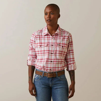 Ariat Womens Rebar Made Tough DuraStretch Work Shirt - Cherries Jubilee Plaid - XS