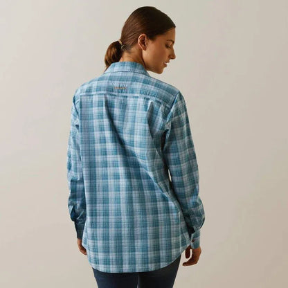 Ariat Womens Rebar Made Tough DuraStretch Work Shirt - Clear Sky Plaid - XS