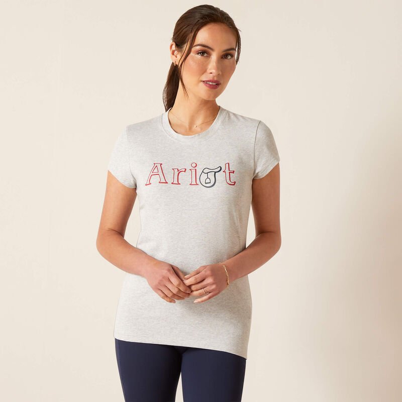 Ariat Womens Saddle T-Shirt - Heather Grey - XS