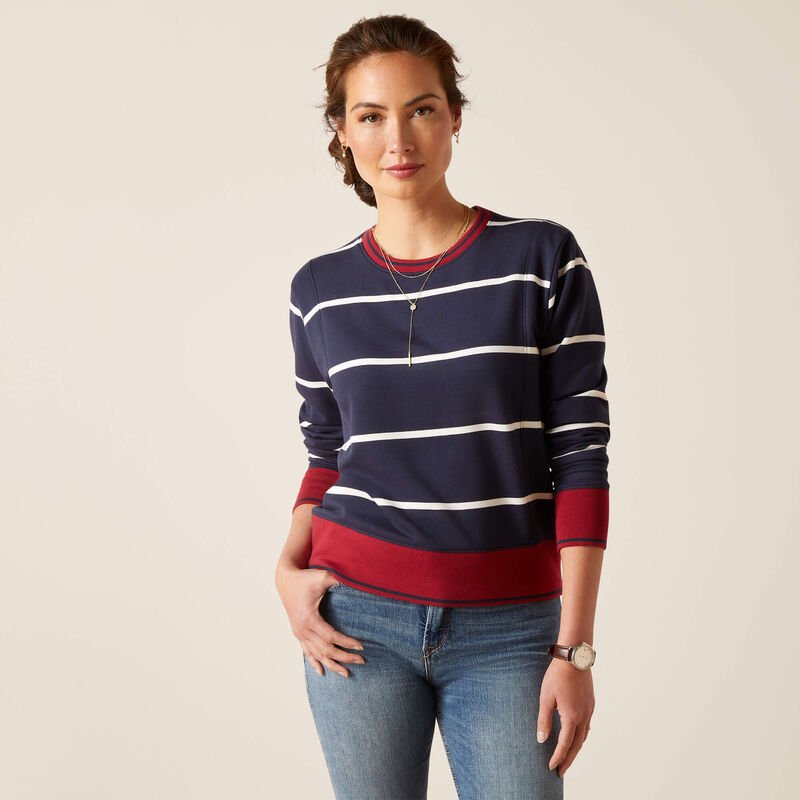 Ariat Womens Tedstock Sweatshirt - Navy/White - XS