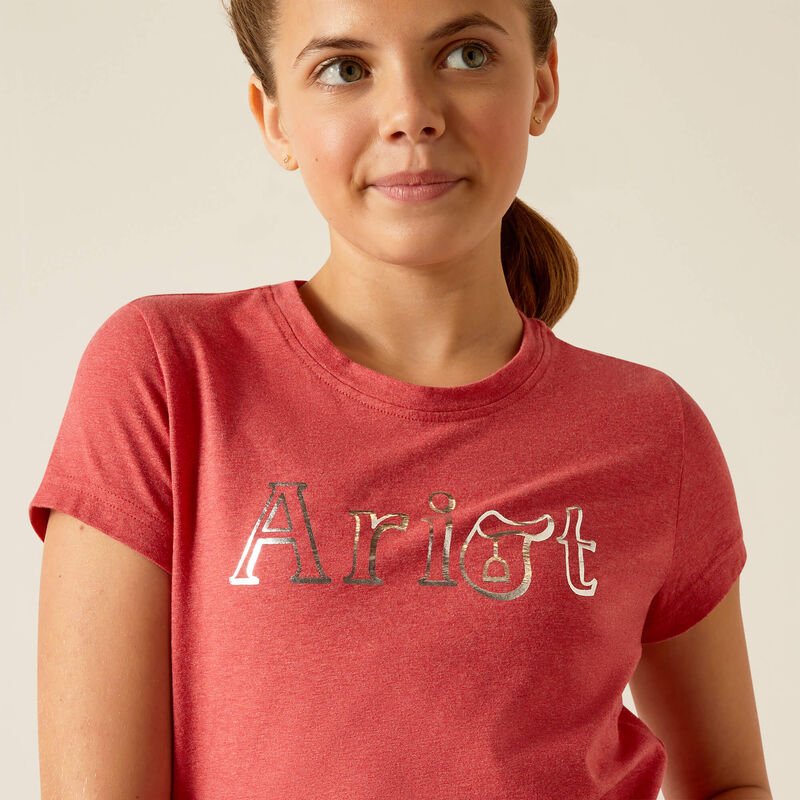 Ariat Youth Saddle T-Shirt - Heather Baked Apple - XS