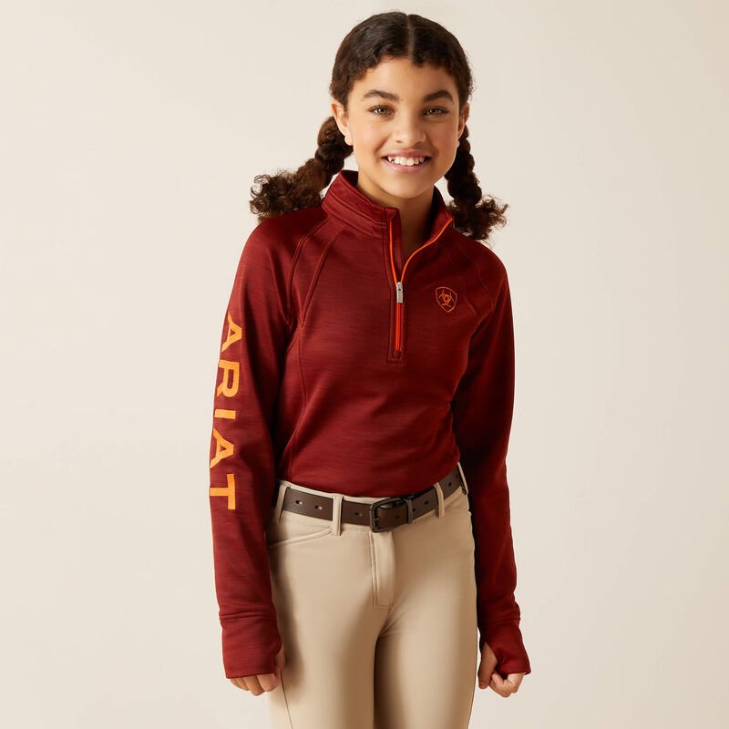 Ariat Youth Tek Team 1/2 Zip Sweatshirt - Fired Brick - Extra Small