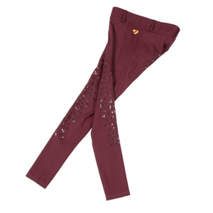 Aubrion Albany Riding Tights - Young Rider - Black/Cherry - 11/12 Years