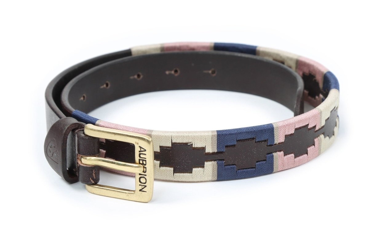 Aubrion Drover Polo Belt - Navy/Pink/Natural - 100CM