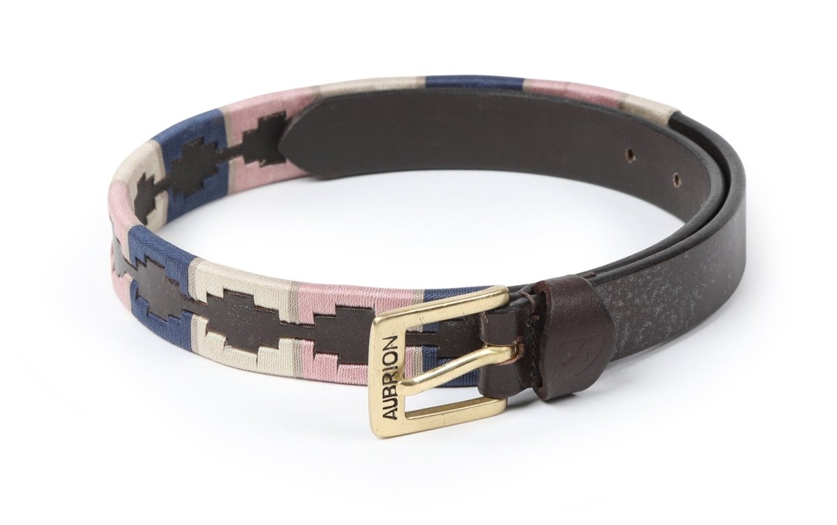 Aubrion Drover Skinny Polo Belt - Navy/Pink/Natural - 100CM