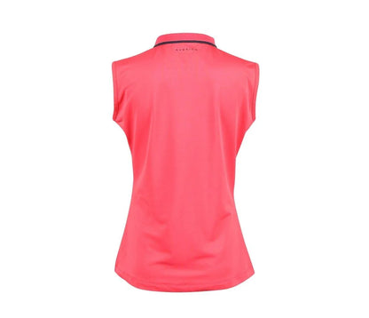 Aubrion SS24 Poise Sleeveless Tech Polo - Young Rider - Coral - 11/12 Years