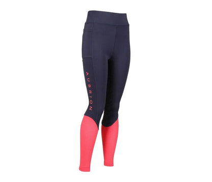 Aubrion SS24 Rhythm Mesh Riding Tights - Young Rider - Navy - 11/12 Years