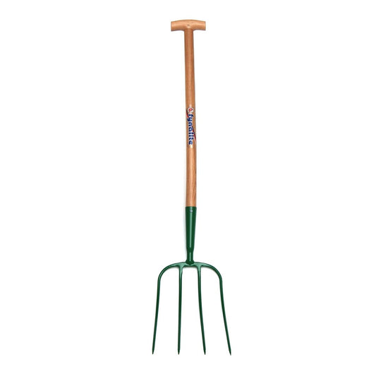 Fynalite Manure Fork 4 Prong T - Grip Ash Handle - Green - 32"