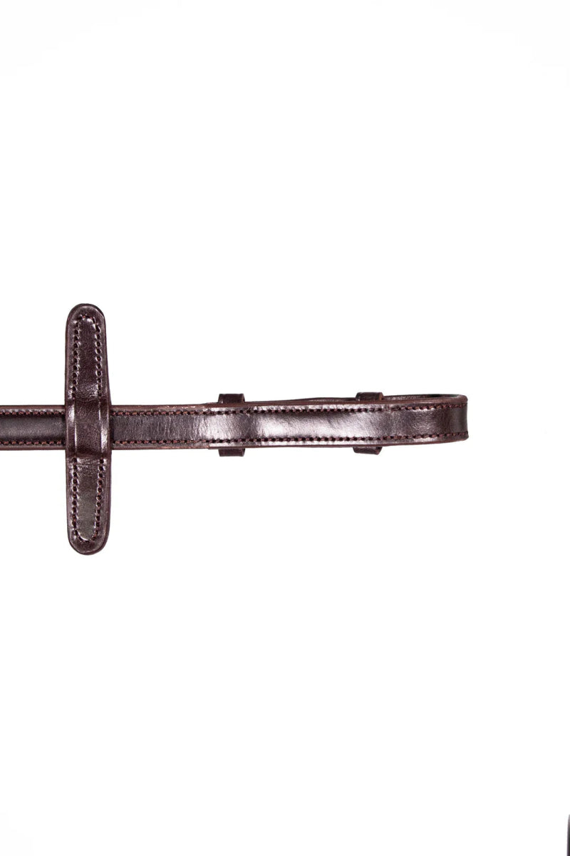 Henry James BioThane Bio Grip Hybrid Rubber Reins with Leather Stoppers - Havana Brown - Pony