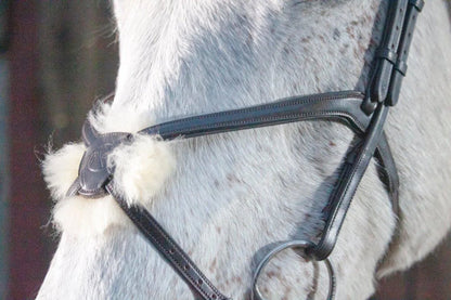 Henry James Sheepskin Grackle Bridle - Black - Cob