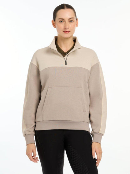 LeMieux AW24 Ladies Kali Quarter Zip Sweat - Ash/Stone - UK 6