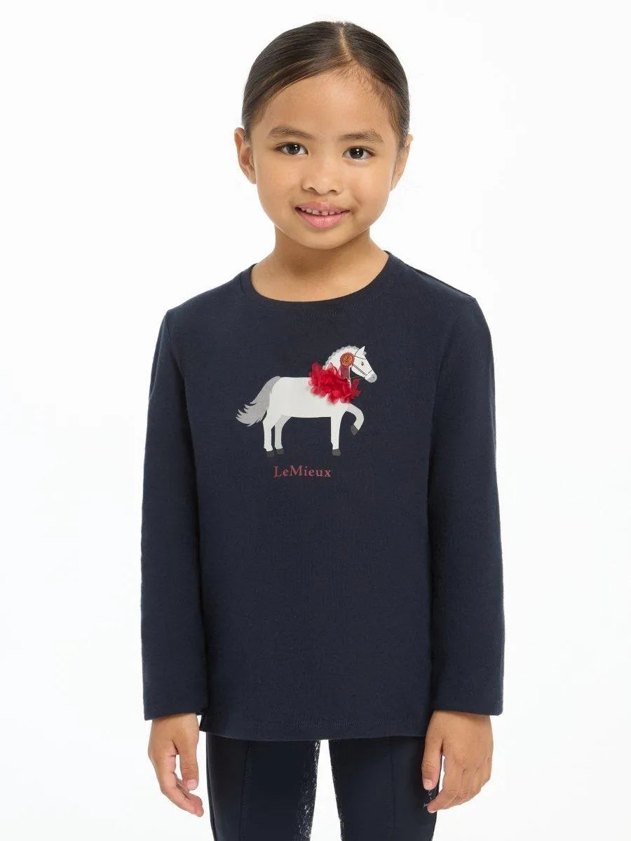 LeMieux AW24 Mini Jessie Long Sleeve Top - Ecru/Nep - 3 - 4 years