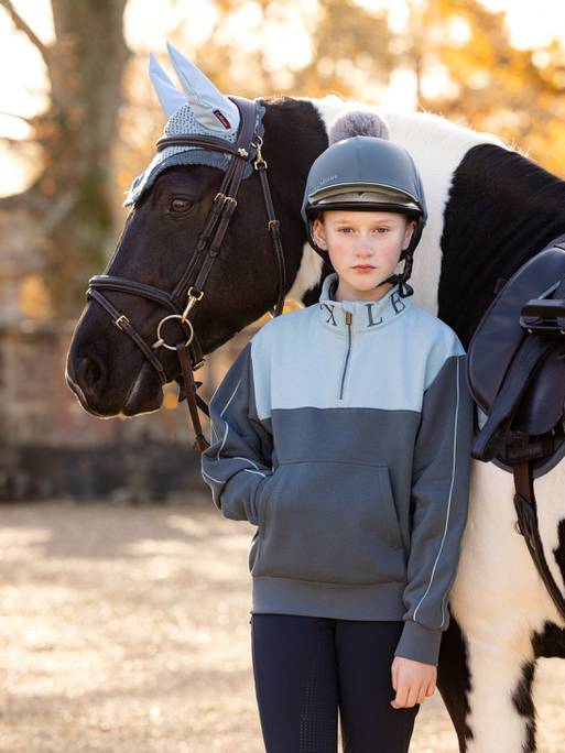 LeMieux AW24 Young Rider Kate Quarter Zip - Ash/Stone - 7 - 8 years