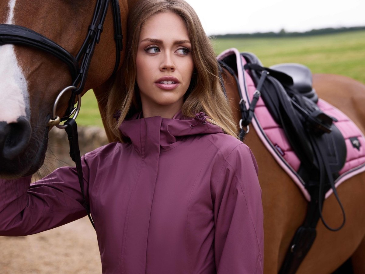 LeMieux SS25 Ladies Isla Short Waterproof Jacket - Rosewood - UK 10