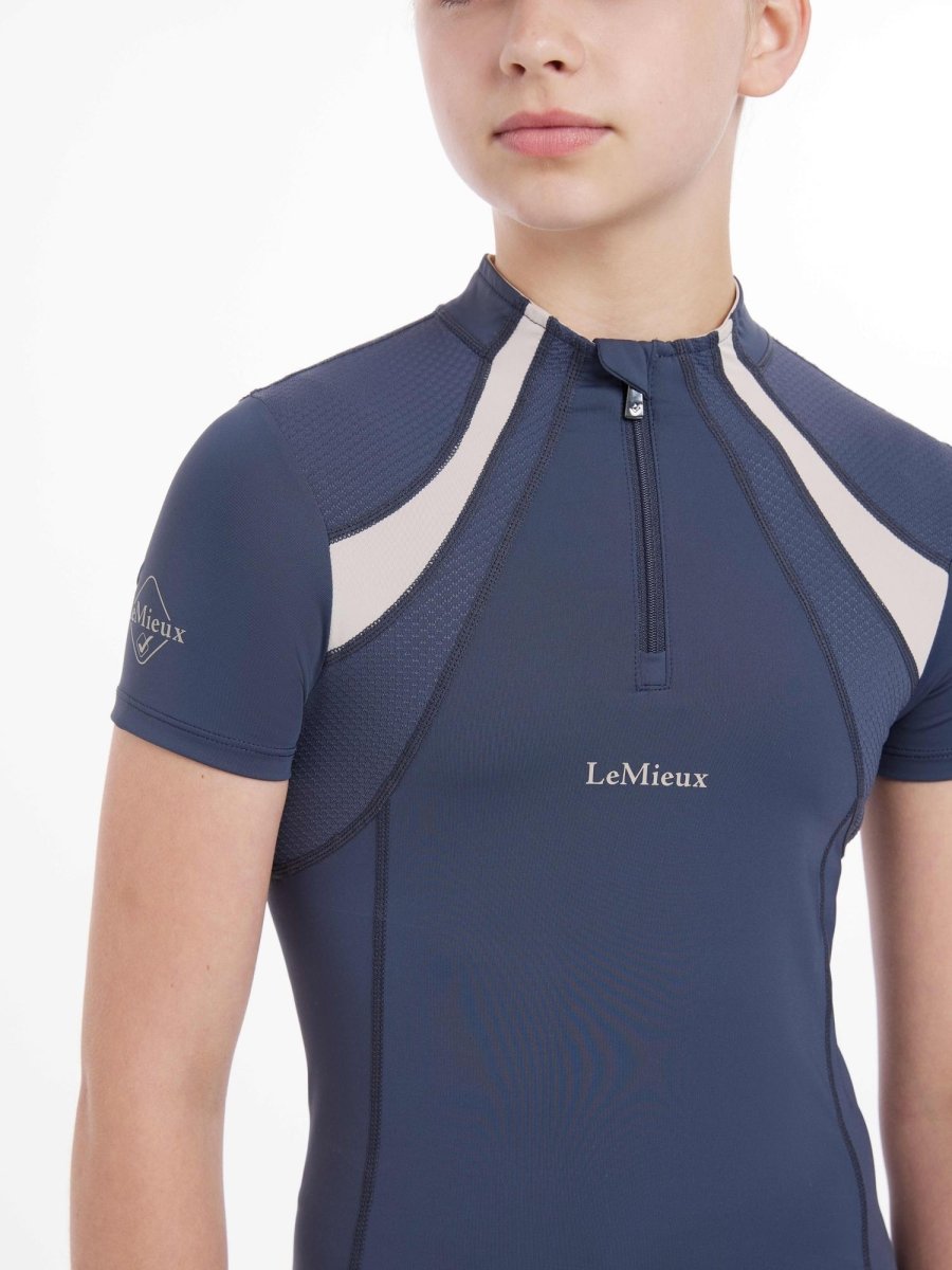 LeMieux SS25 Young Rider Short Sleeve Mia Mesh Base Layer - Dusk Blue - 11 - 12 years