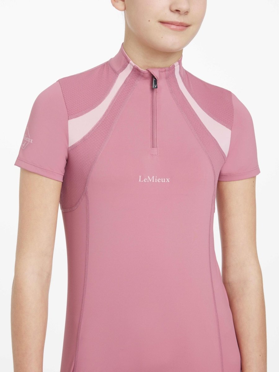 LeMieux SS25 Young Rider Short Sleeve Mia Mesh Base Layer - Peony - 11 - 12 years