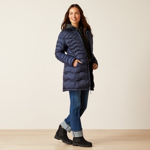 Ariat AW23 Ladies Ideal Down Insulated Packable Long Coat - Navy - L