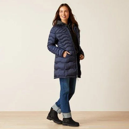 Ariat AW23 Ladies Ideal Down Insulated Packable Long Coat - Navy - L