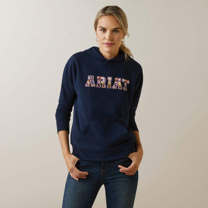 Ariat Ladies 3D Logo 2.0 Hood - Navy/Red - L