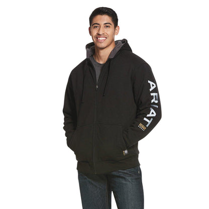 Ariat SS24 Mens Rebar All-Weather Full Zip Hoodie - Black - L