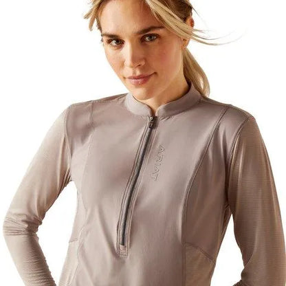 Ariat SS24 Womens Breathe 1/4 Zip Long Sleeve Base Layer - Zinc - L