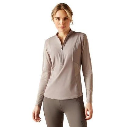 Ariat SS24 Womens Breathe 1/4 Zip Long Sleeve Base Layer - Zinc - L