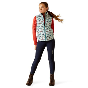 Ariat SS24 Youth Bella Inulated Reversible Vest - Painted Ponies/Brittany Blue - XS