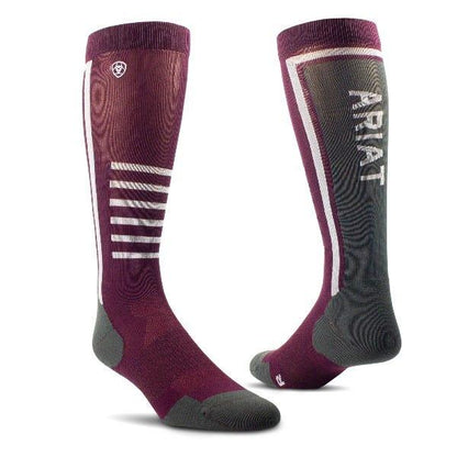 Ariat Tek Slimline Performance Socks - Mulberry/Ebony -