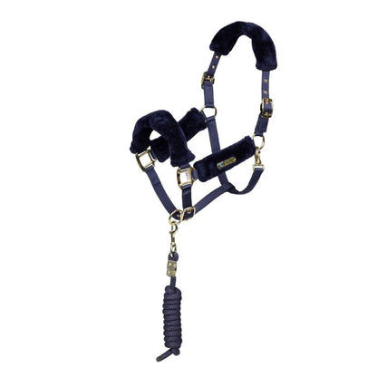 ARMA Faux Fur Headcollar & Lead Rope - Black - Cob