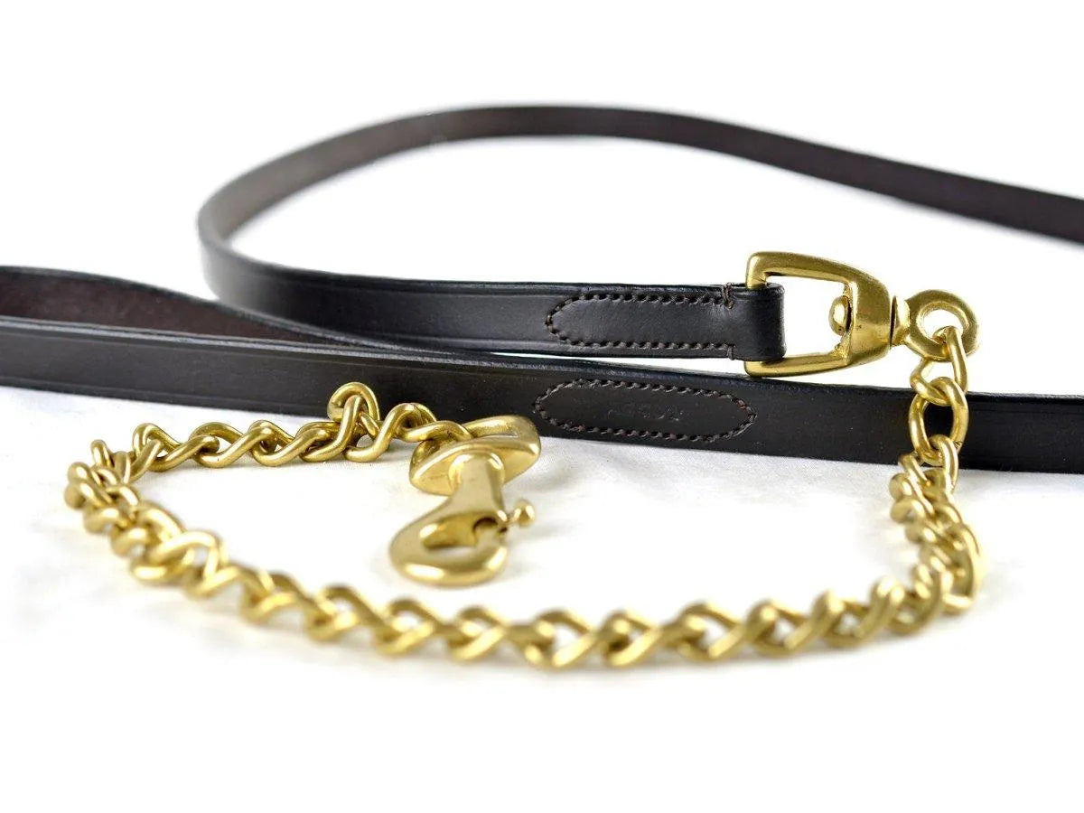 Ascot Lead Rein with Brass Chain - Black -