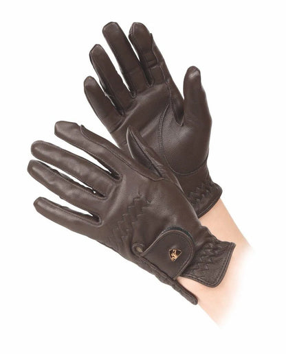 Aubrion Estade Premium Leather Riding Gloves - Child - Black - L