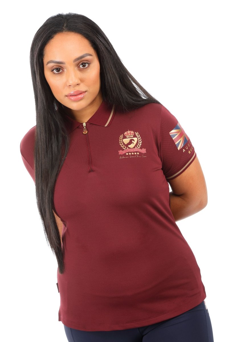 Aubrion Team Tech Polo - Burgandy - Lge