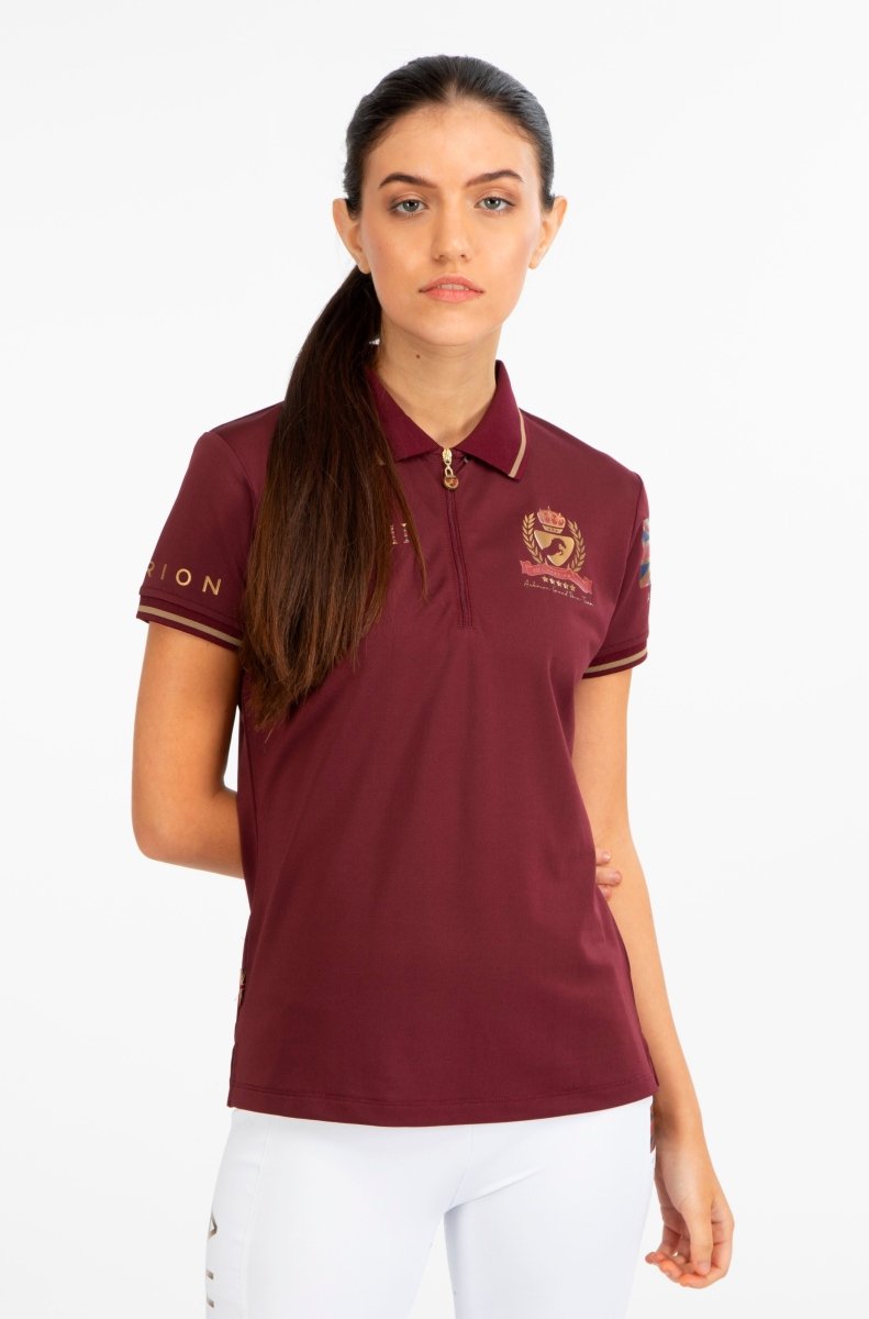 Aubrion Team Tech Polo - Burgandy - Lge