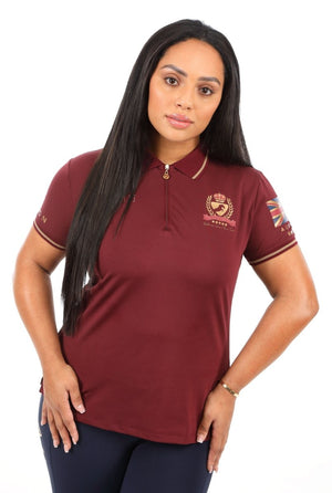 Aubrion Team Tech Polo - Burgandy - Lge