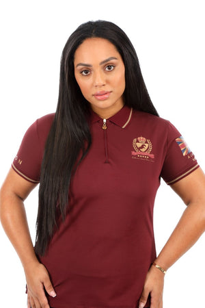 Aubrion Team Tech Polo - Burgandy - Lge