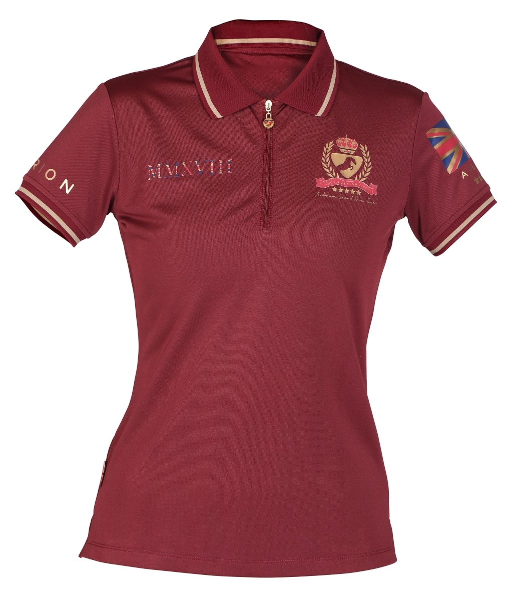 Aubrion Team Tech Polo - Burgandy - Lge