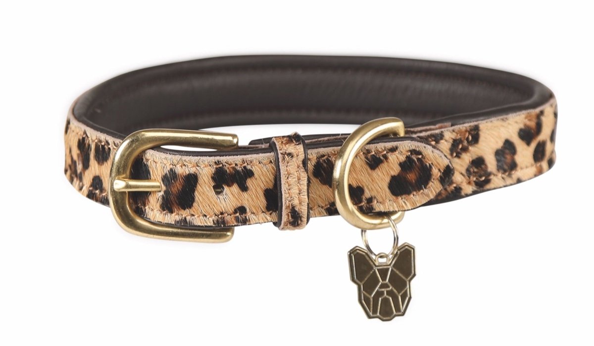 Digby & Fox Cow Hair Dog Collar - Leopard - L