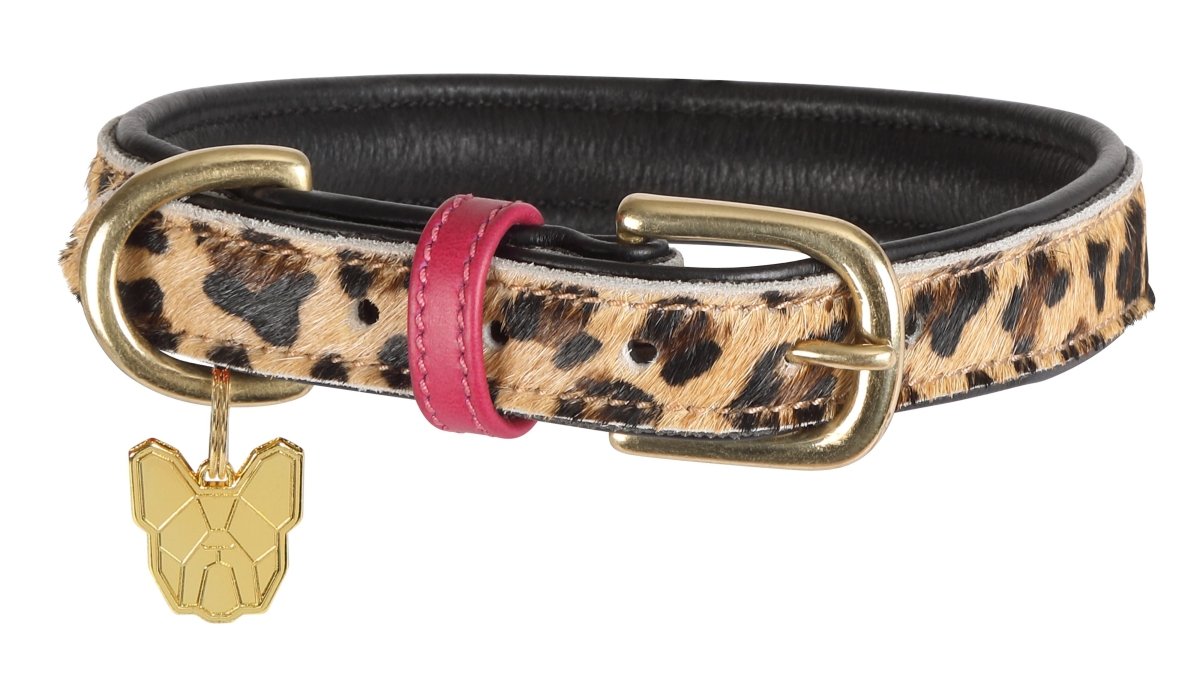 Digby & Fox Cow Hair Dog Collar - Leopard - L